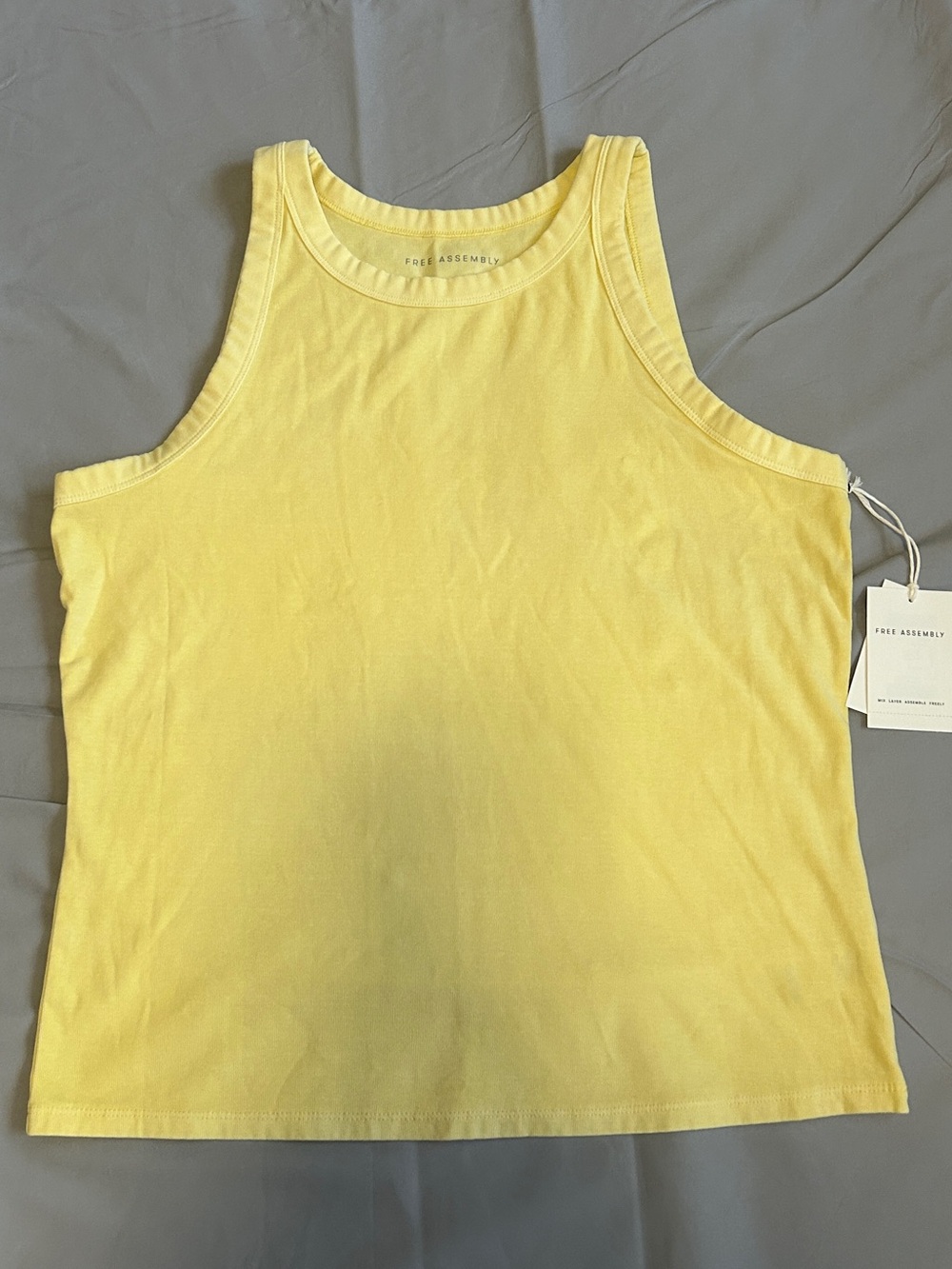 Free Assembly Yellow High Neck Cutaway Tank Top NWT XL